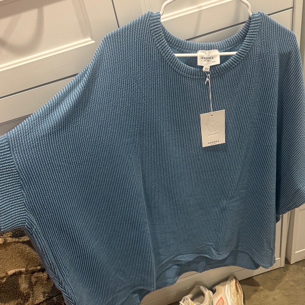 ANDREE BY UNIT Blue Knit Blouse - Picture 5 of 5